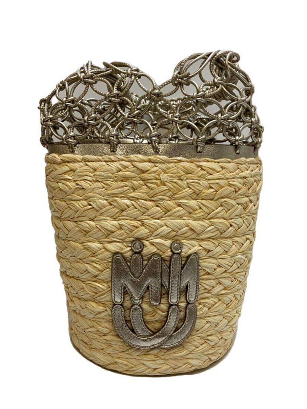 Miu Miu Straw Tan Mesh Bucket Bag Handbag
